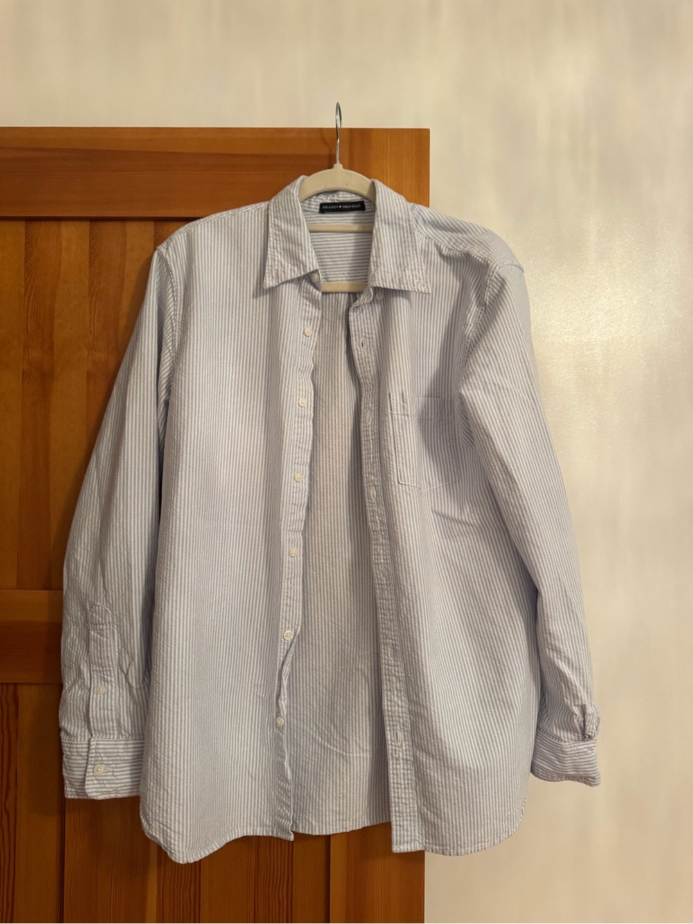 Brandy Melville Blue Pinstripe Oversized Button-Down Shirt